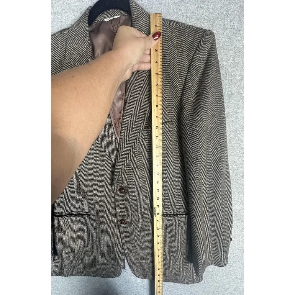 Vintage‎ Joe Namath Blazer Mens 42R Brown Herringbone Tweed Sport Coat 90s